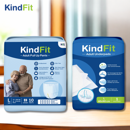 Front View of Two packages of KindFit adult products 
