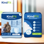 
front View Two packages of KindFit adult care products on a wooden surface with a blurred background.

