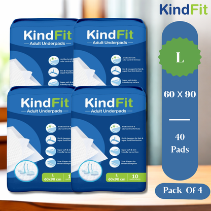 KindFit disposable underpads L size pack of 40 front view