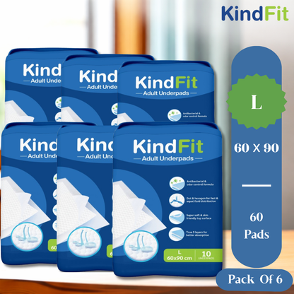 KindFit disposable underpads L size pack of 60 front view