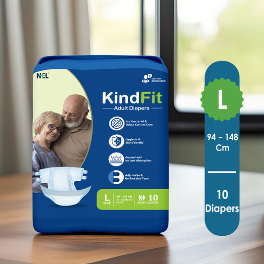 KindFit open tape adult diaper L size front view
