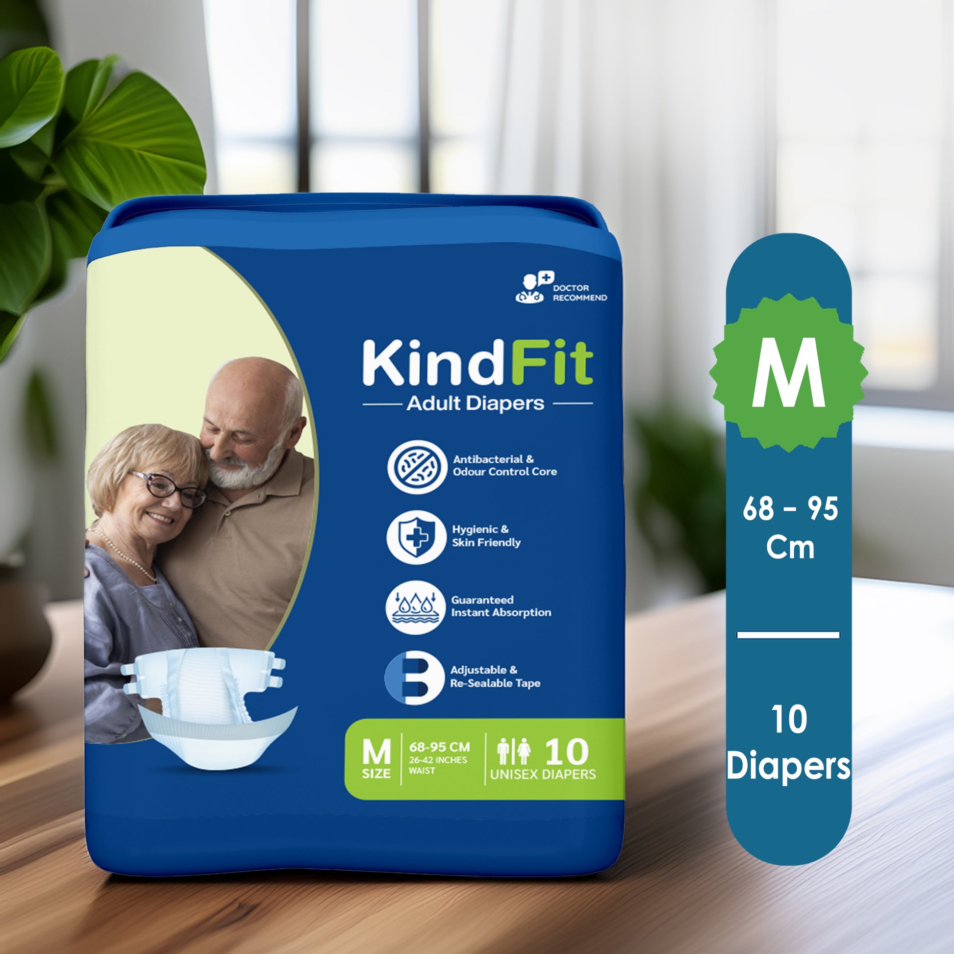 KindFit open tape adult diaper M size front view