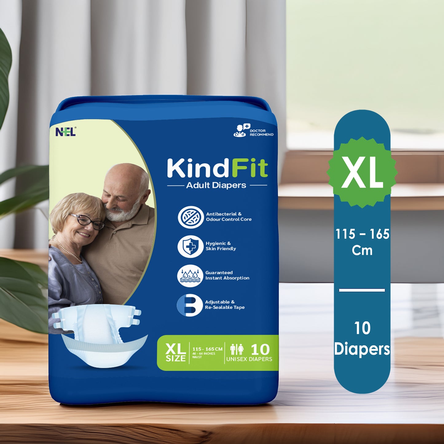 KindFit open tape adult diaper XL size front view