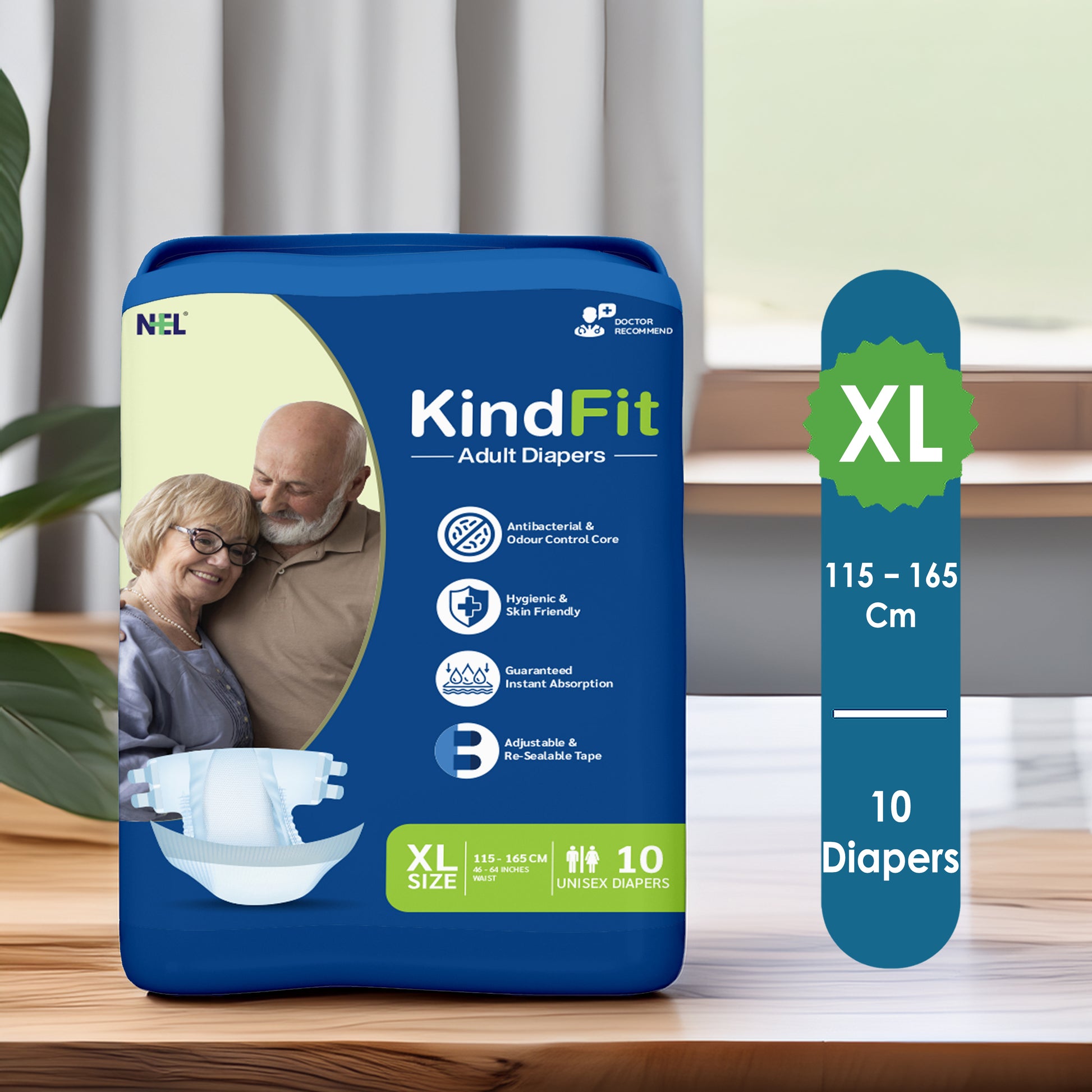 KindFit open tape adult diaper XL size front view