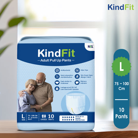 KindFit pull-up adult diaper L size pack of 10 front view