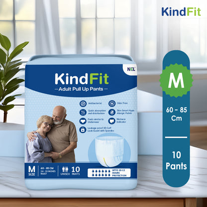 KindFit pull-up adult diaper M size pack of 10 front view