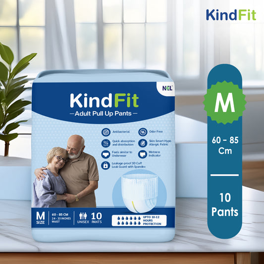 KindFit pull-up adult diaper M size pack of 10 front view