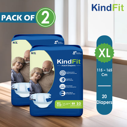 KindFit open tape adult diaper XL size front view