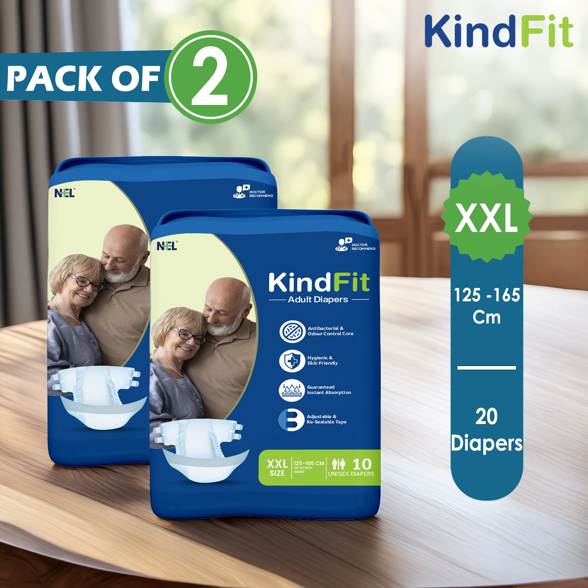 KindFit open tape adult diaper XXL size front view