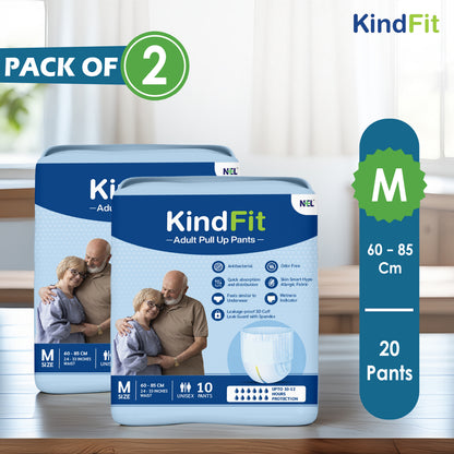 KindFit pull-up adult diaper M size pack of 20 front view