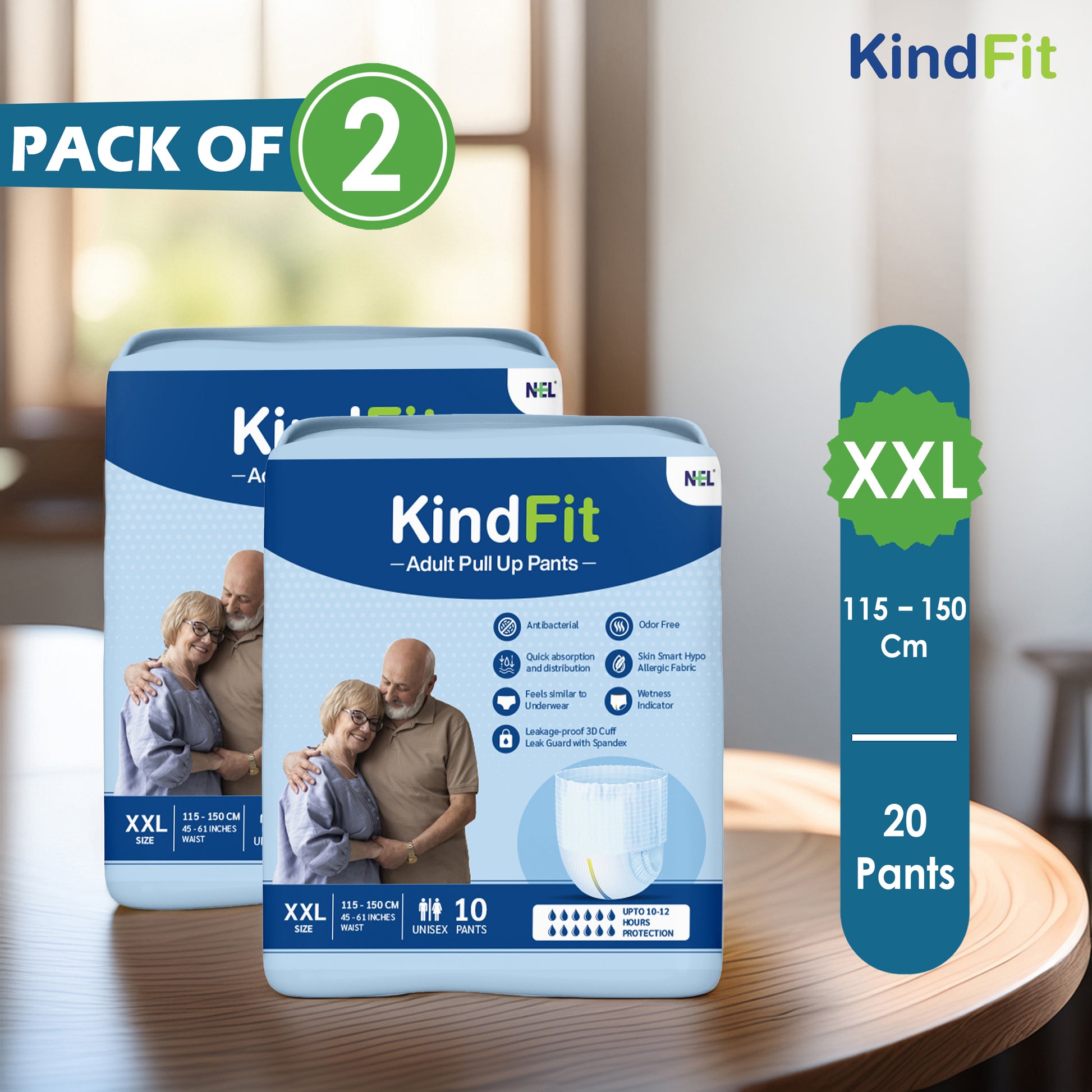 KindFit pull-up adult diaper XXL size pack of 20 front view