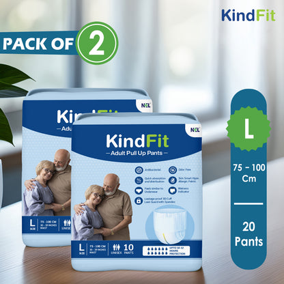KindFit pull-up adult diaper L size pack of 20 front view