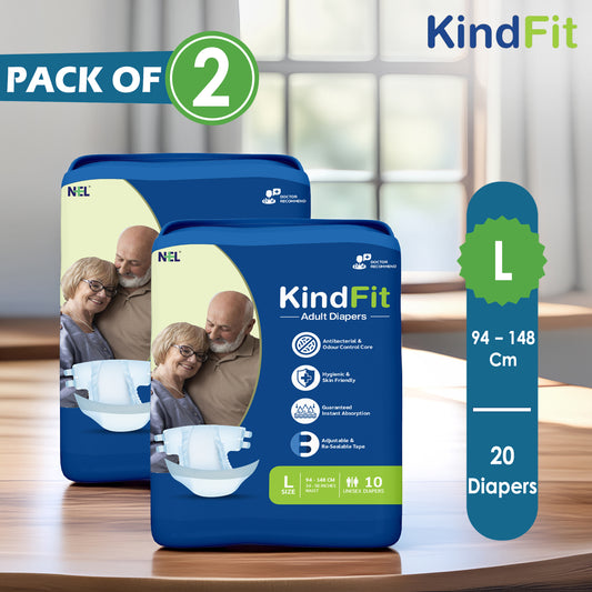 KindFit open tape adult diaper L size front view