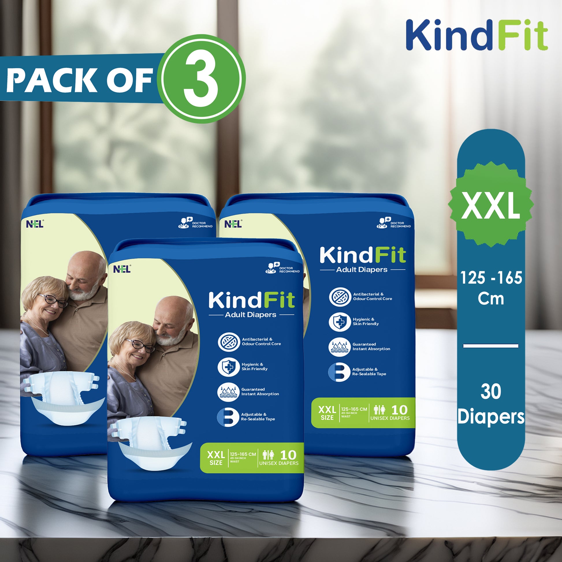 KindFit open tape adult diaper XXL size front view