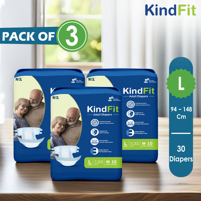 KindFit open tape adult diaper L size front view