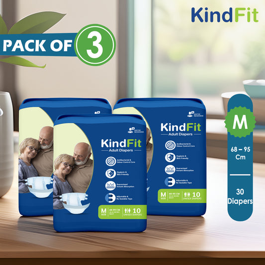 KindFit open tape adult diaper M size front view