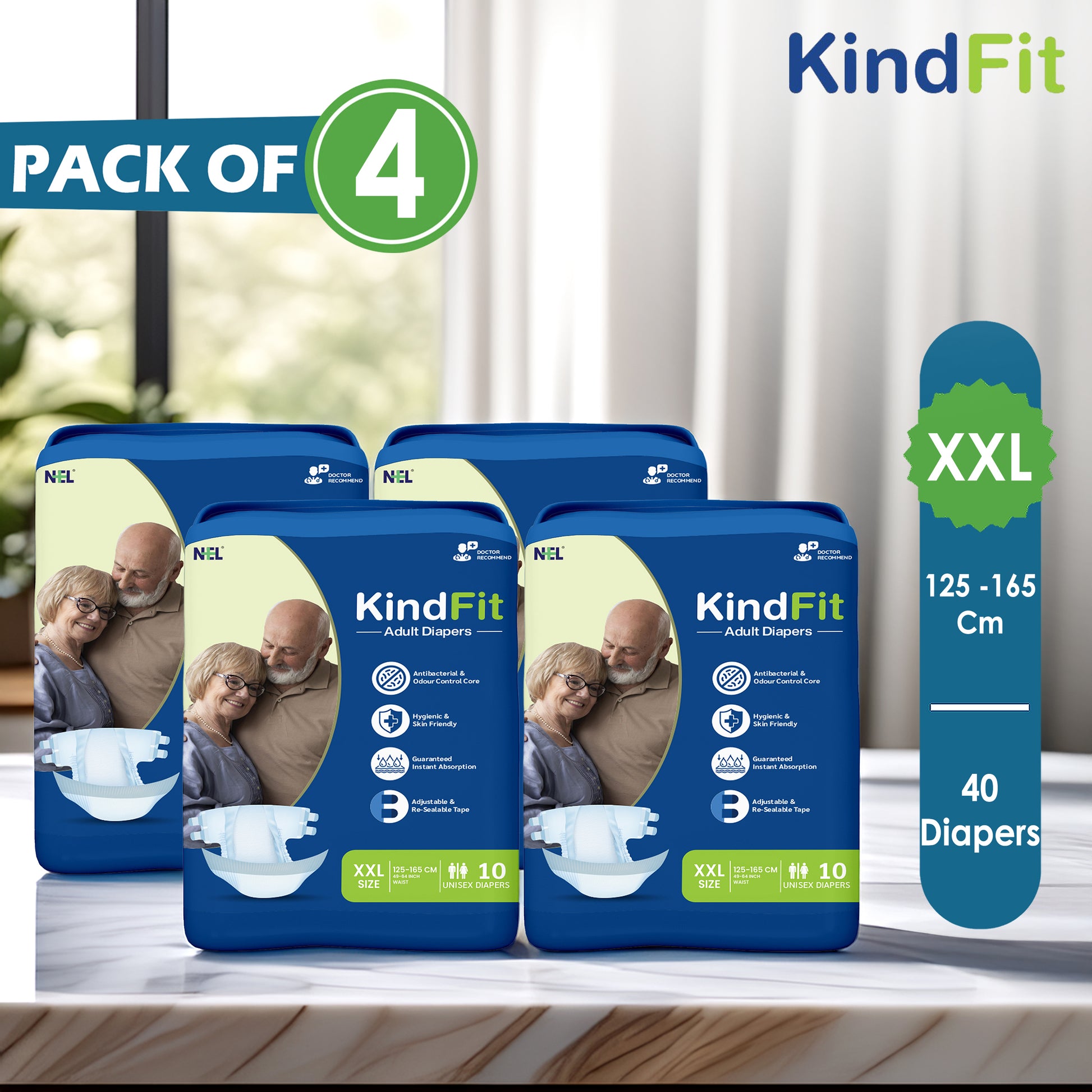 KindFit open tape adult diaper XXL size front view