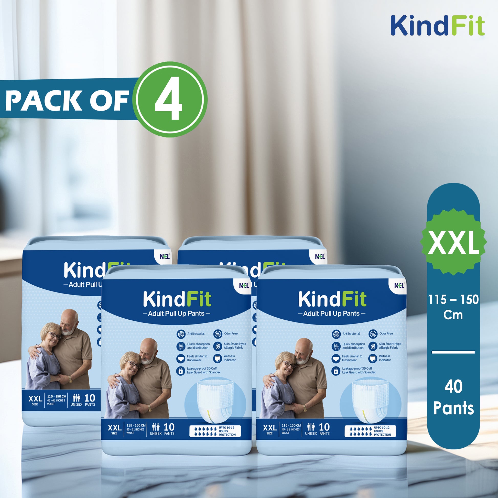 KindFit pull-up adult diaper XXL size pack of 40 front view