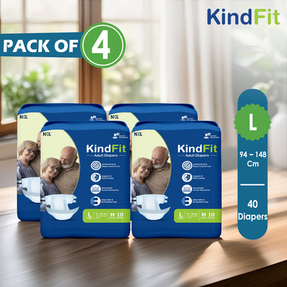 KindFit open tape adult diaper L size front view
