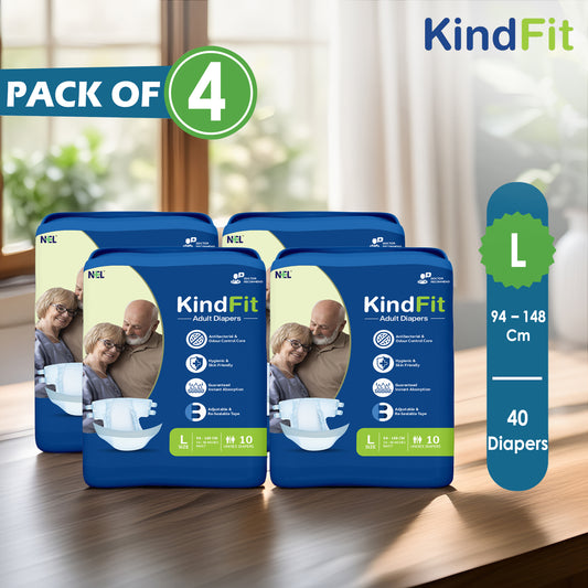 KindFit open tape adult diaper L size front view
