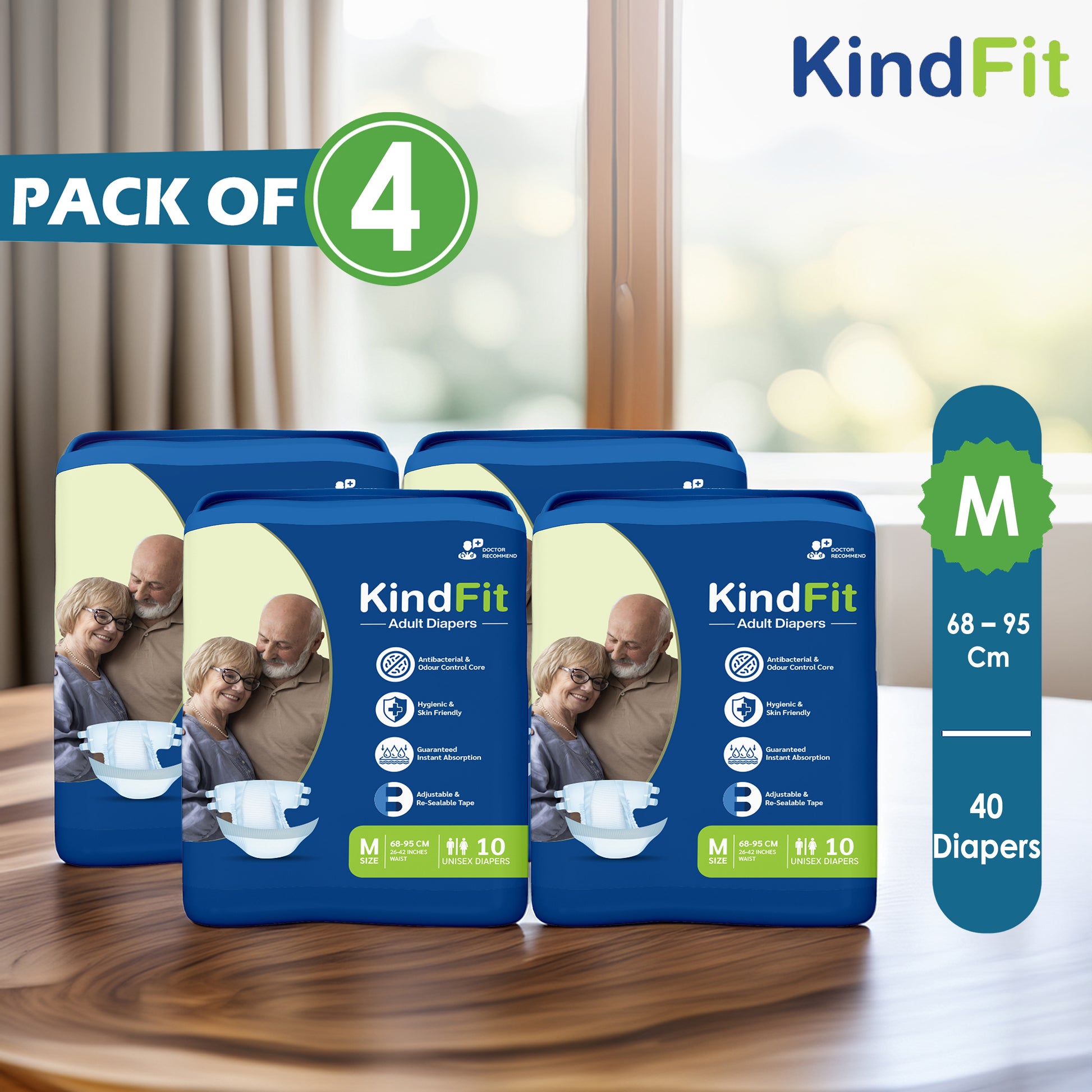 KindFit open tape adult diaper M size front view