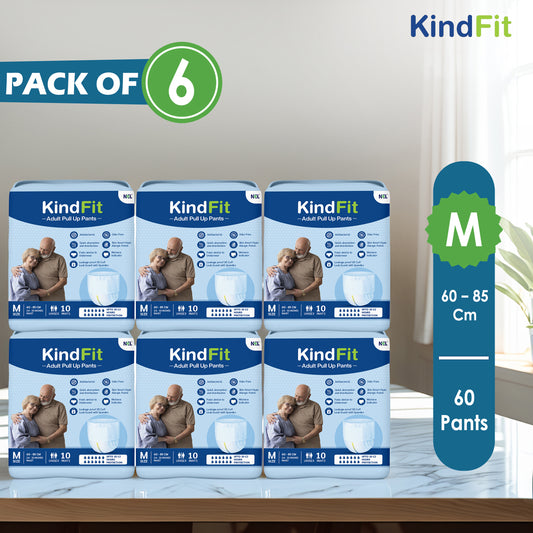 KindFit pull-up adult diaper M size pack of 60 front view