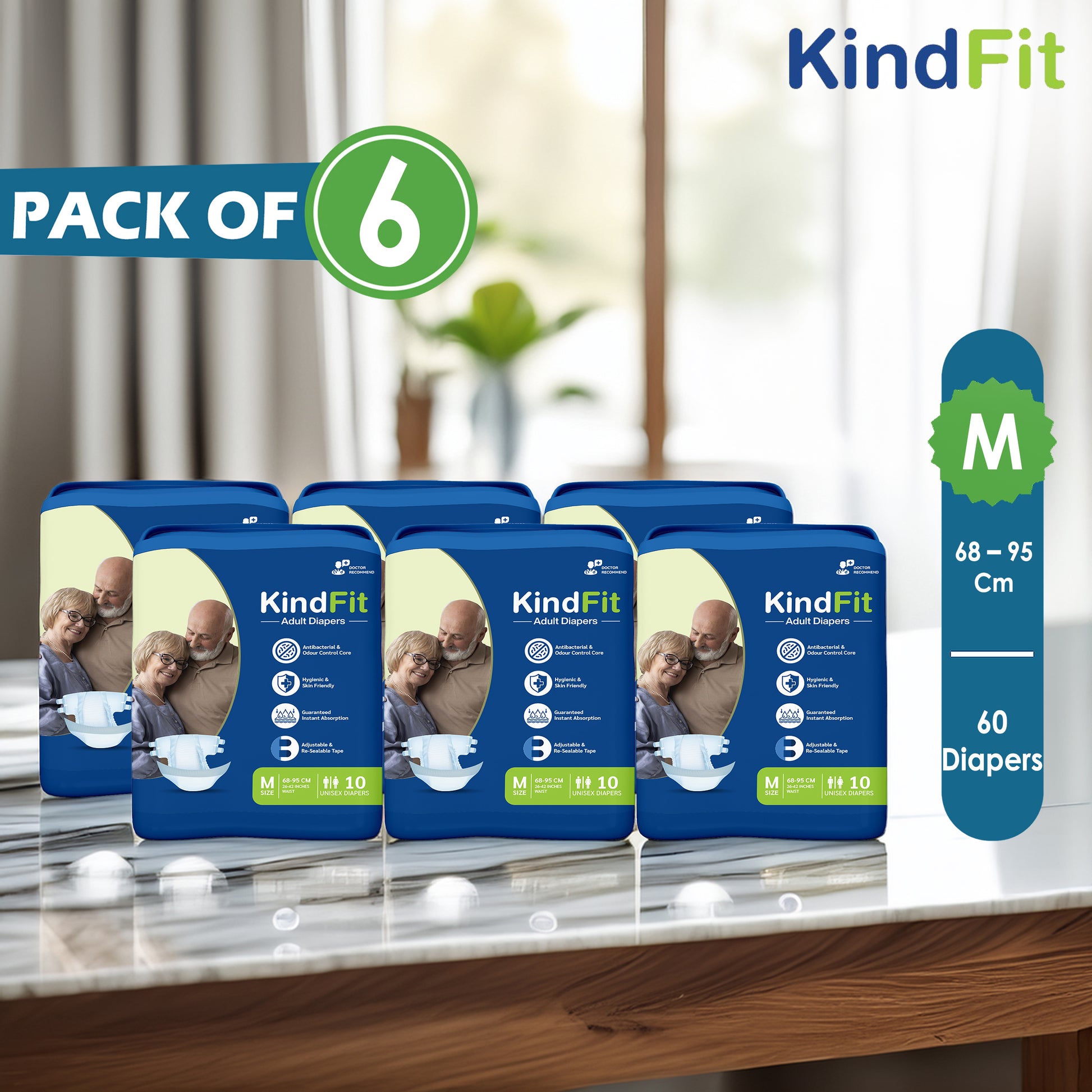 KindFit open tape adult diaper M size front view