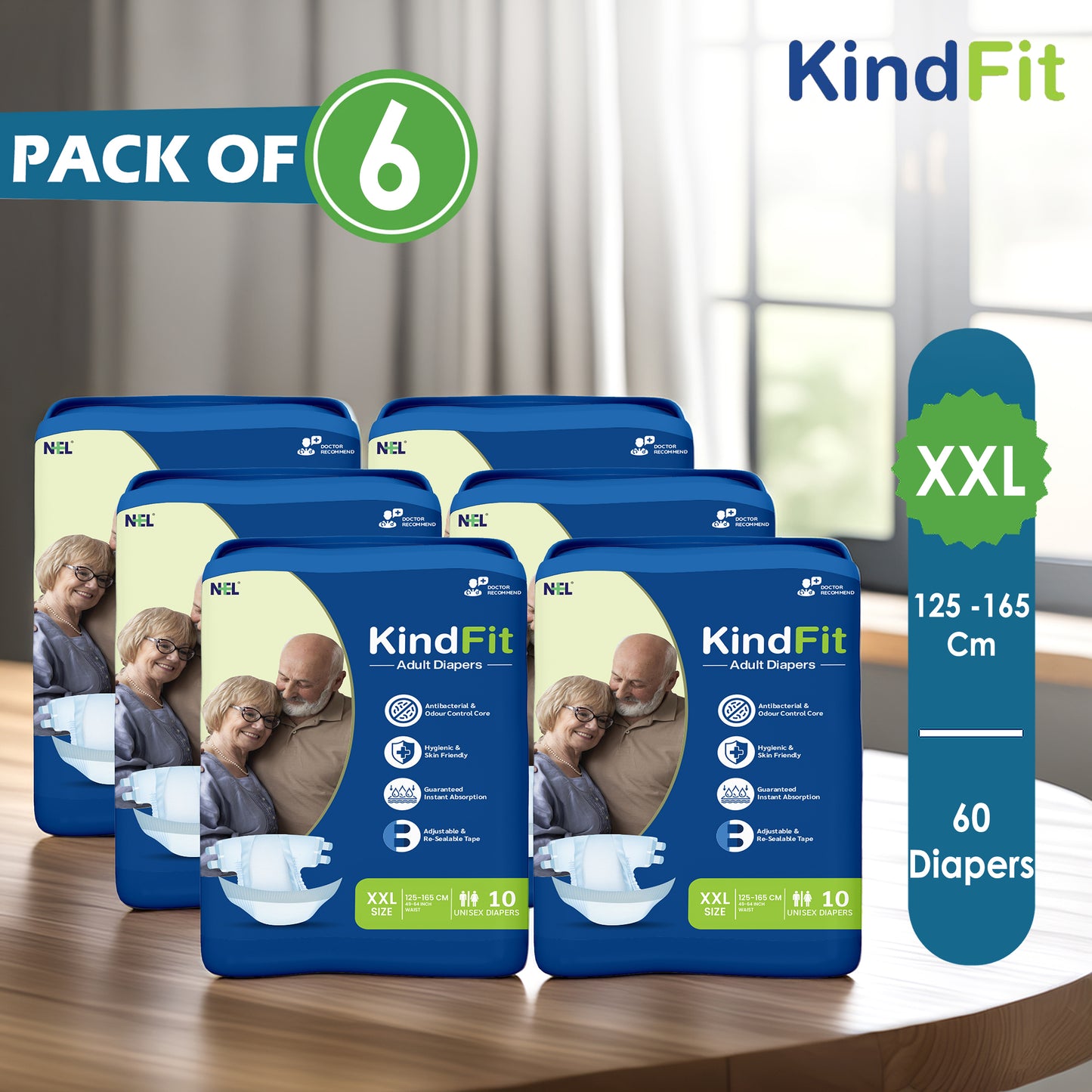 KindFit open tape adult diaper XXL size front view